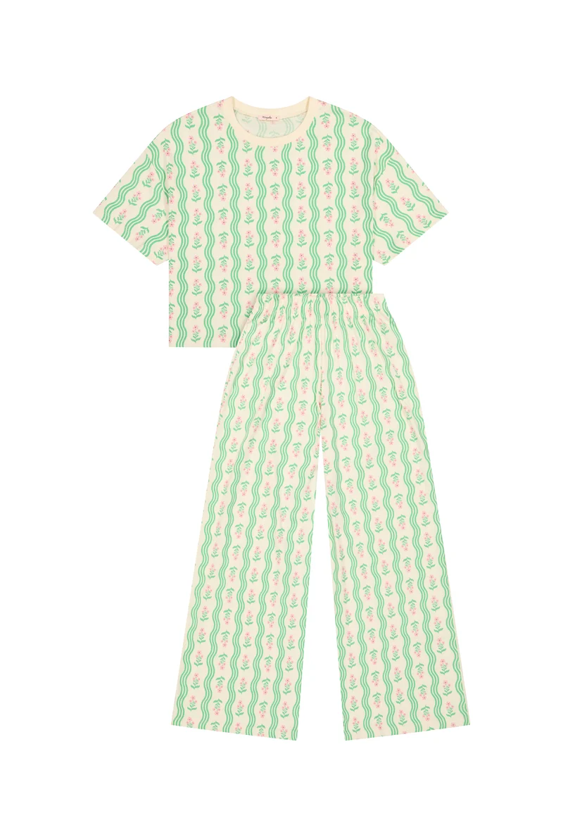 Pyjama Long Coton BIO - Vagues Provençales