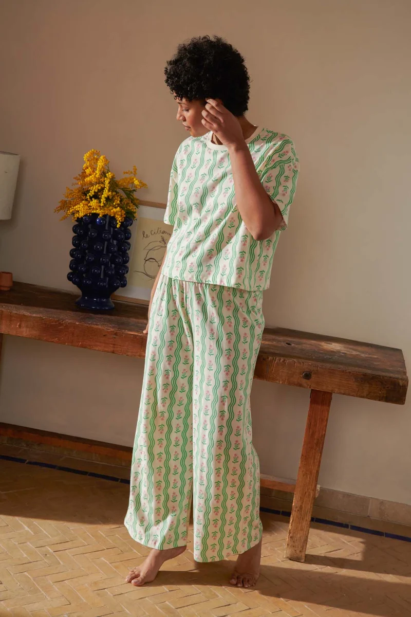 Pyjama Long Coton BIO - Vagues Provençales