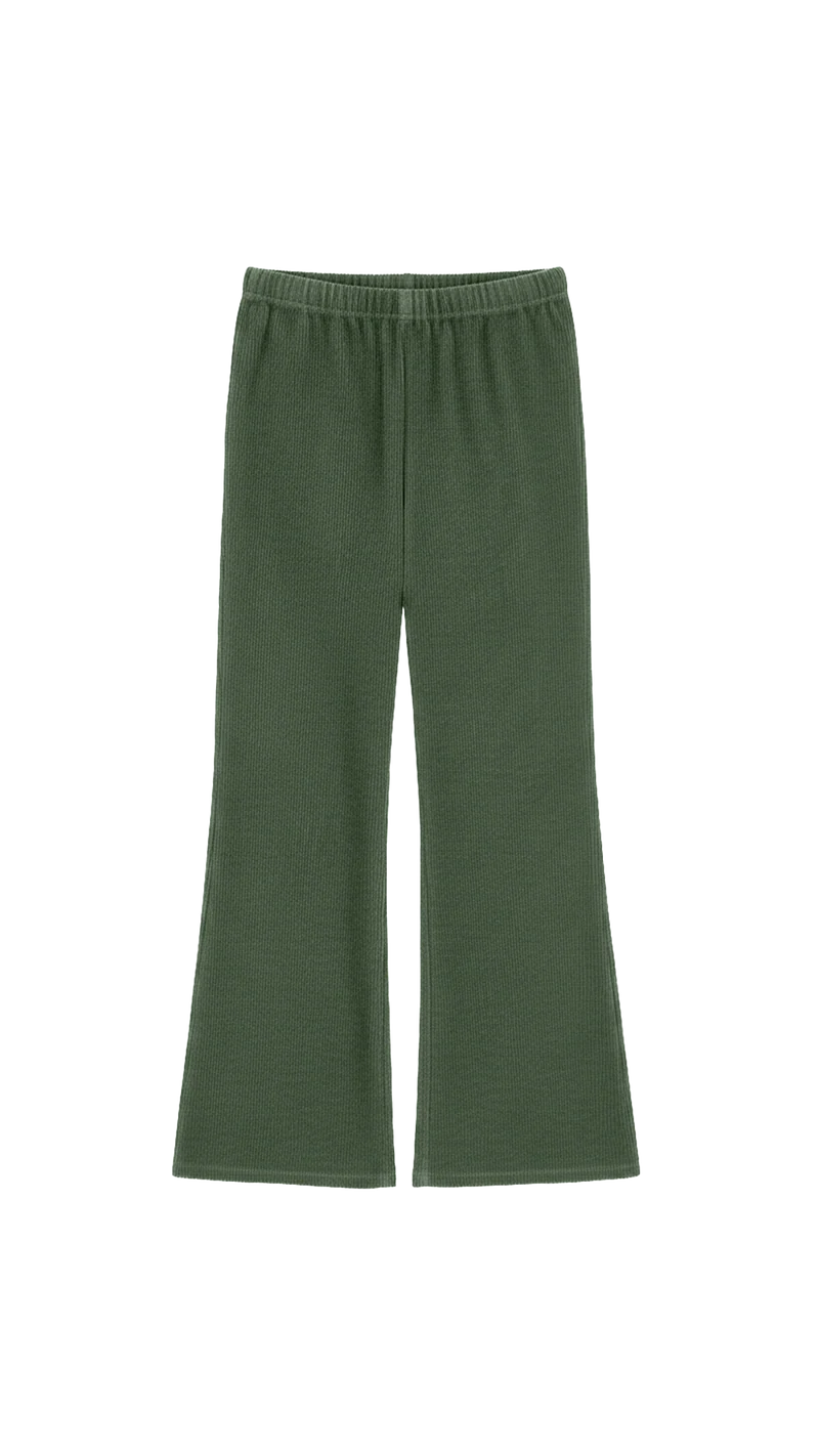Pantalon Évasé Velours Côtelé - Kaki