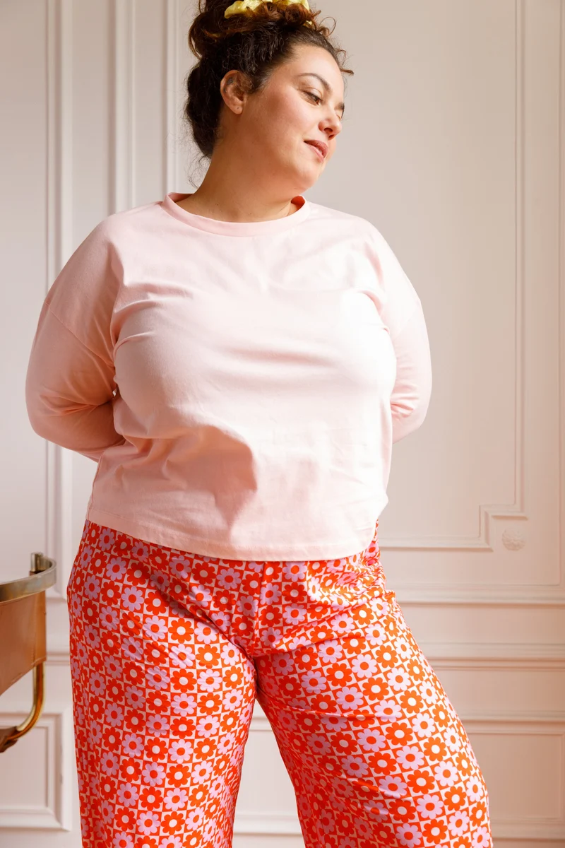 Pyjama Manches Longues Coton BIO - Damier Flowers