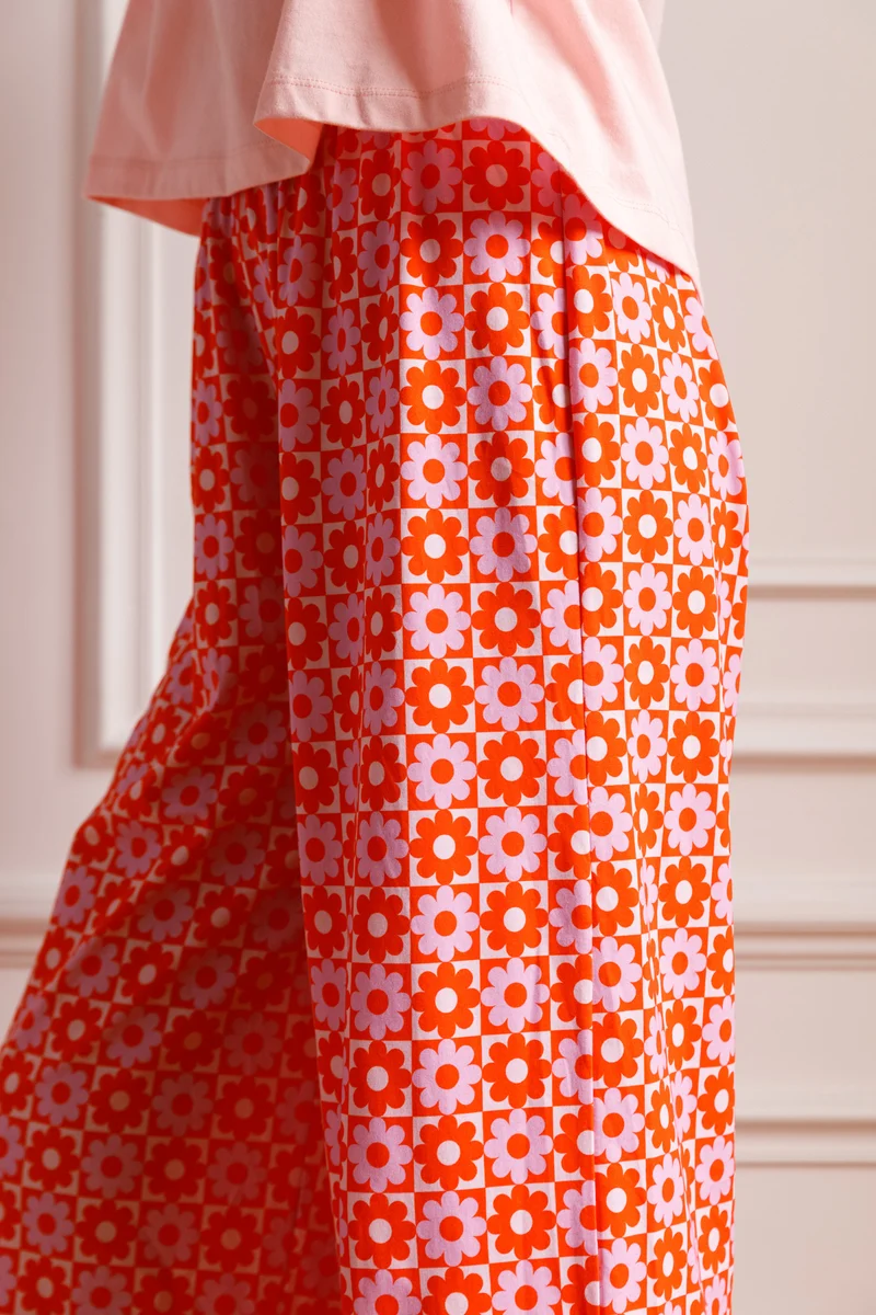 Pyjama Manches Longues Coton BIO - Damier Flowers