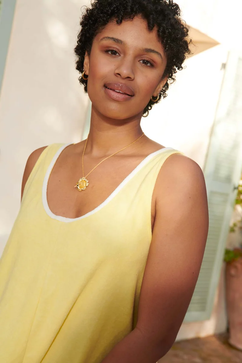 Robe Courte Éponge Coton BIO - Jaune