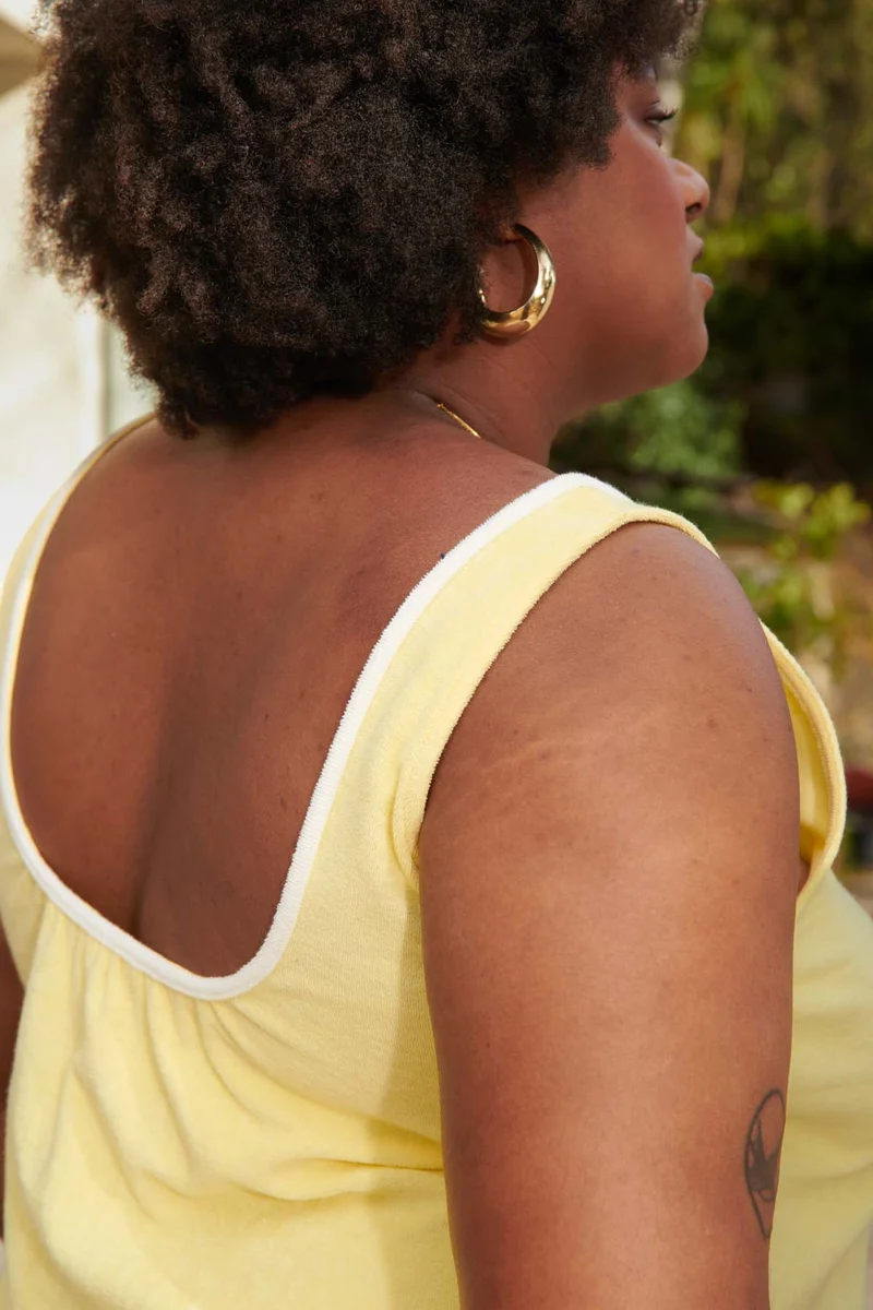 Robe Courte Éponge Coton BIO - Jaune