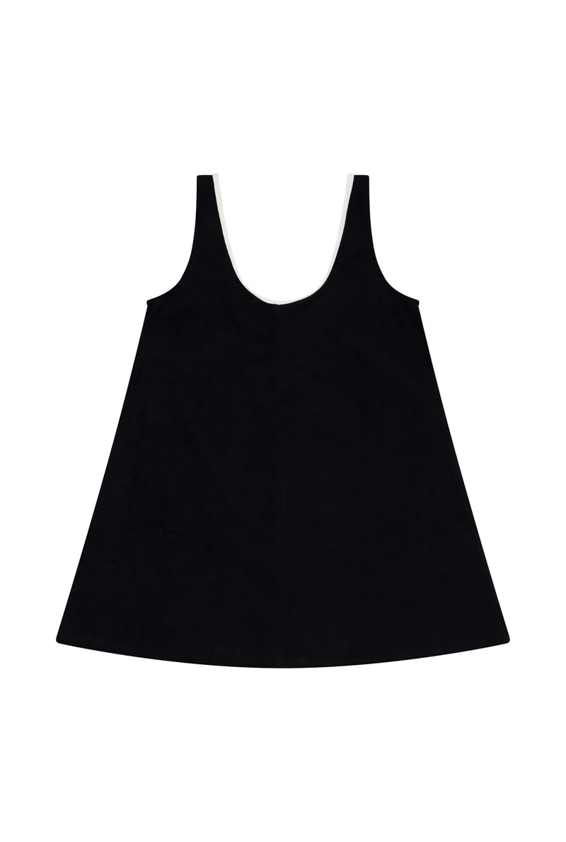 Robe Courte Éponge Coton BIO - Noir