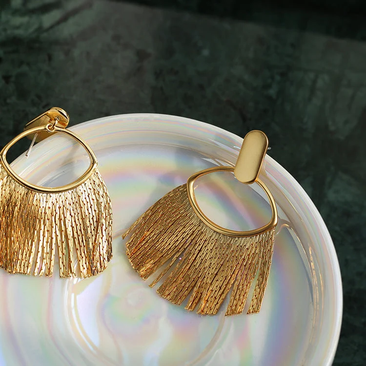 Boucles d'Oreilles Pendantes Or Frange