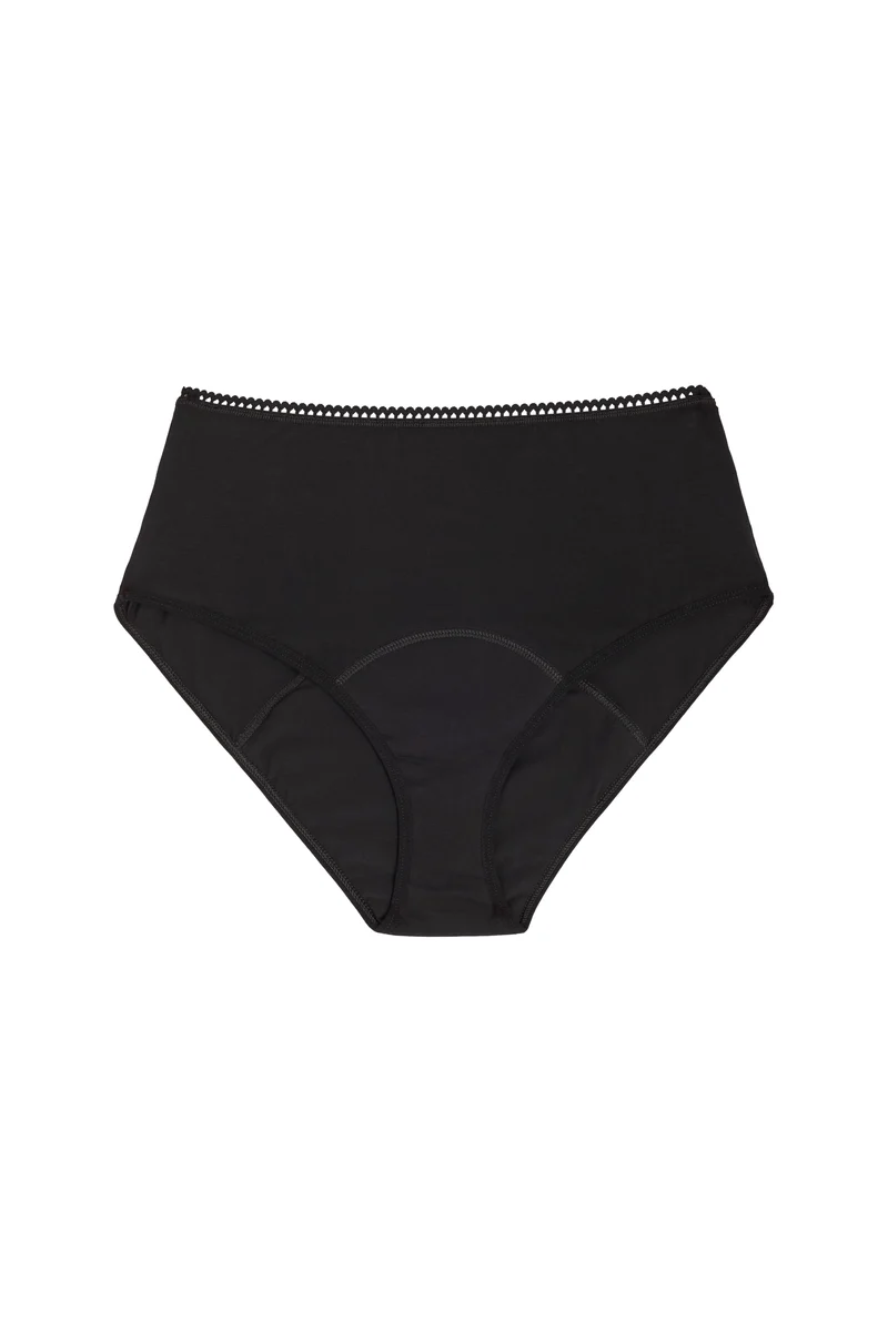 Culotte menstruelle Taille Haute GOTS - Flux abondant | Pirate Black