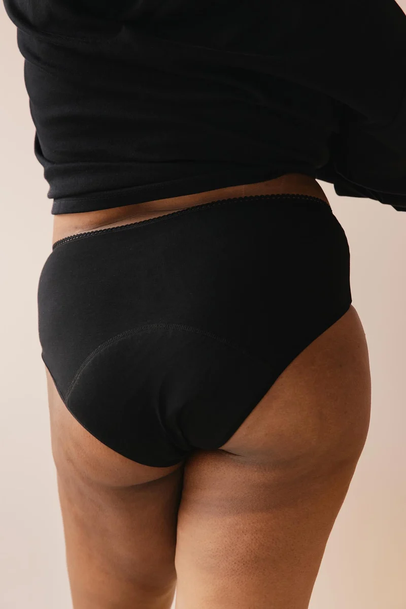 Culotte menstruelle Taille Haute GOTS - Flux abondant | Pirate Black
