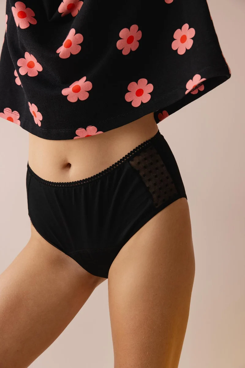 Culotte menstruelle Taille Haute GOTS - Flux abondant | Tulle