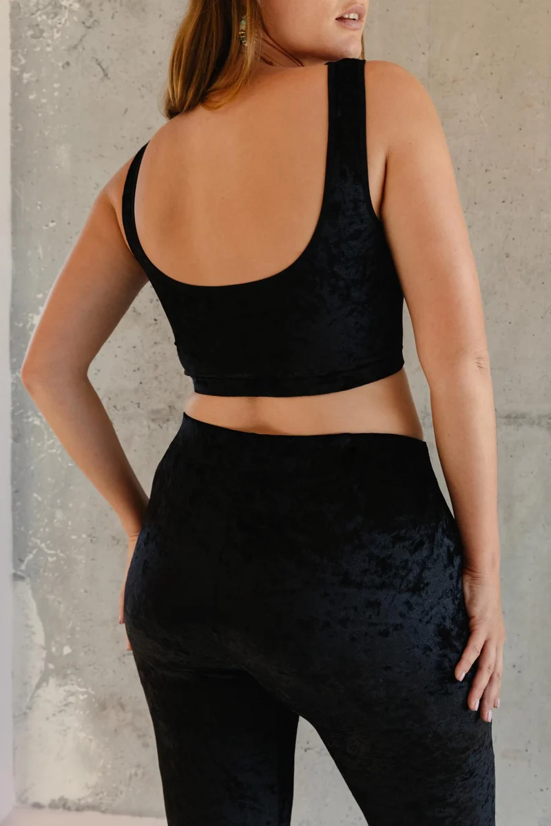 Top Velours Marbré - Noir
