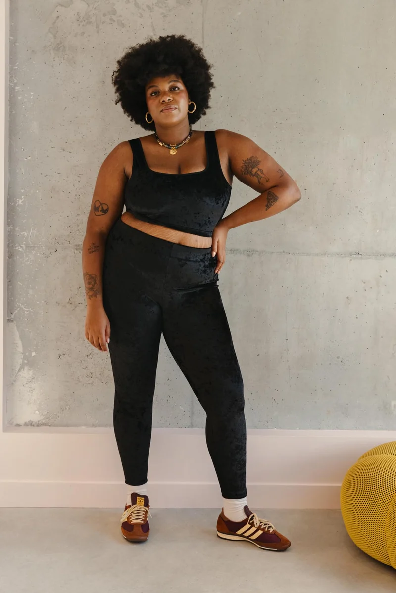 Top Velours Marbré - Noir