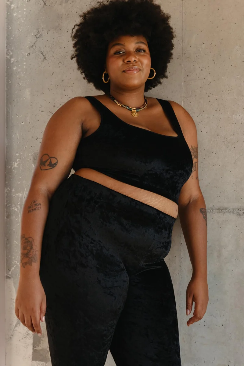 Top Velours Marbré - Noir