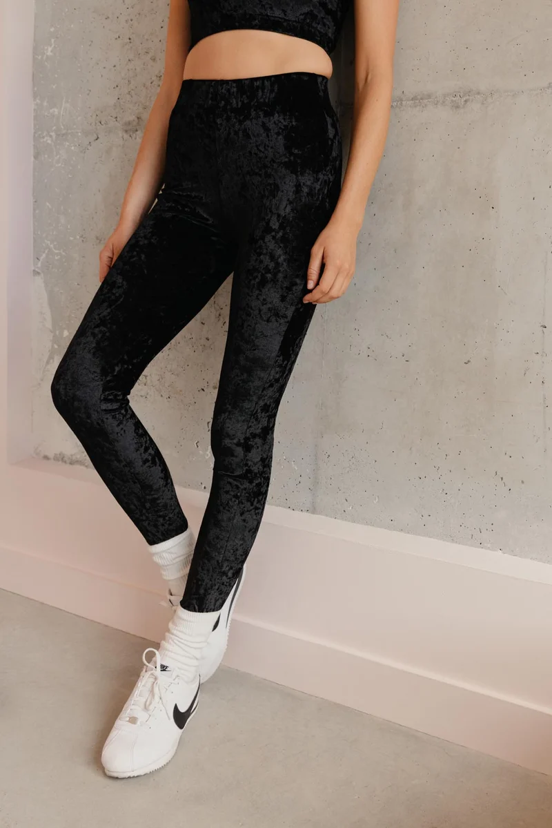 Leggings Velours Marbré - Noir