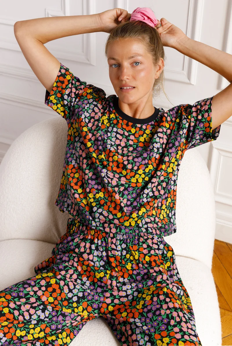 Pyjama long Coton BIO - Disco Flowers