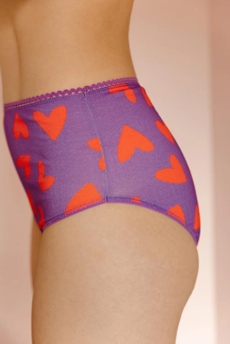 Culotte Taille Haute Coton BIO - Mi amor Violet