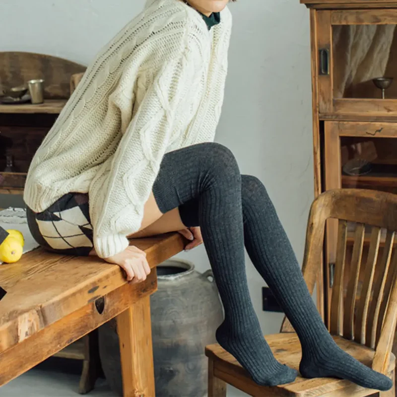 Chaussettes Hautes Mi Cuisses Femme