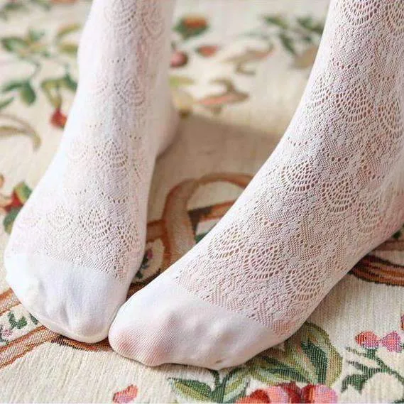 Collants dentelle motifs délicats - 5 coloris