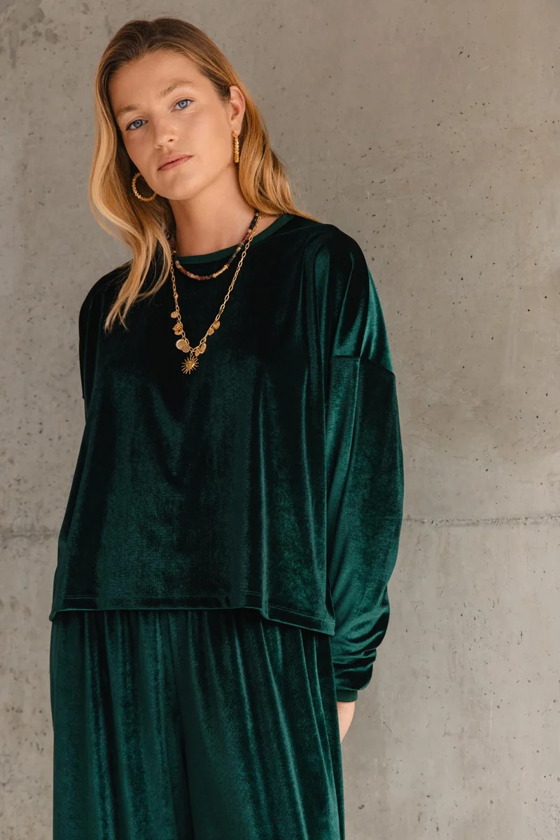 Sweat Velours - Vert Foncé
