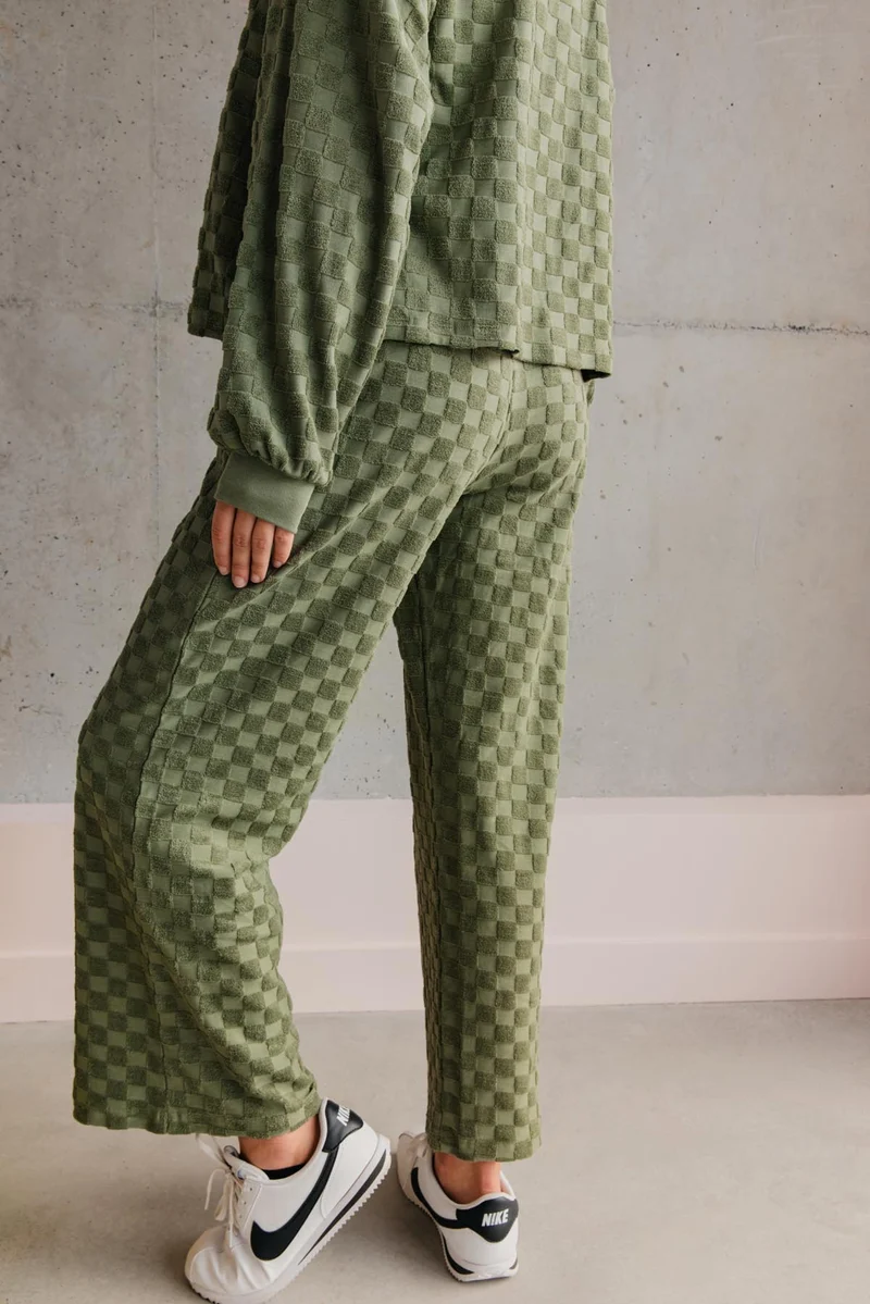 Pantalon Éponge Damier 100% Coton BIO - Kaki