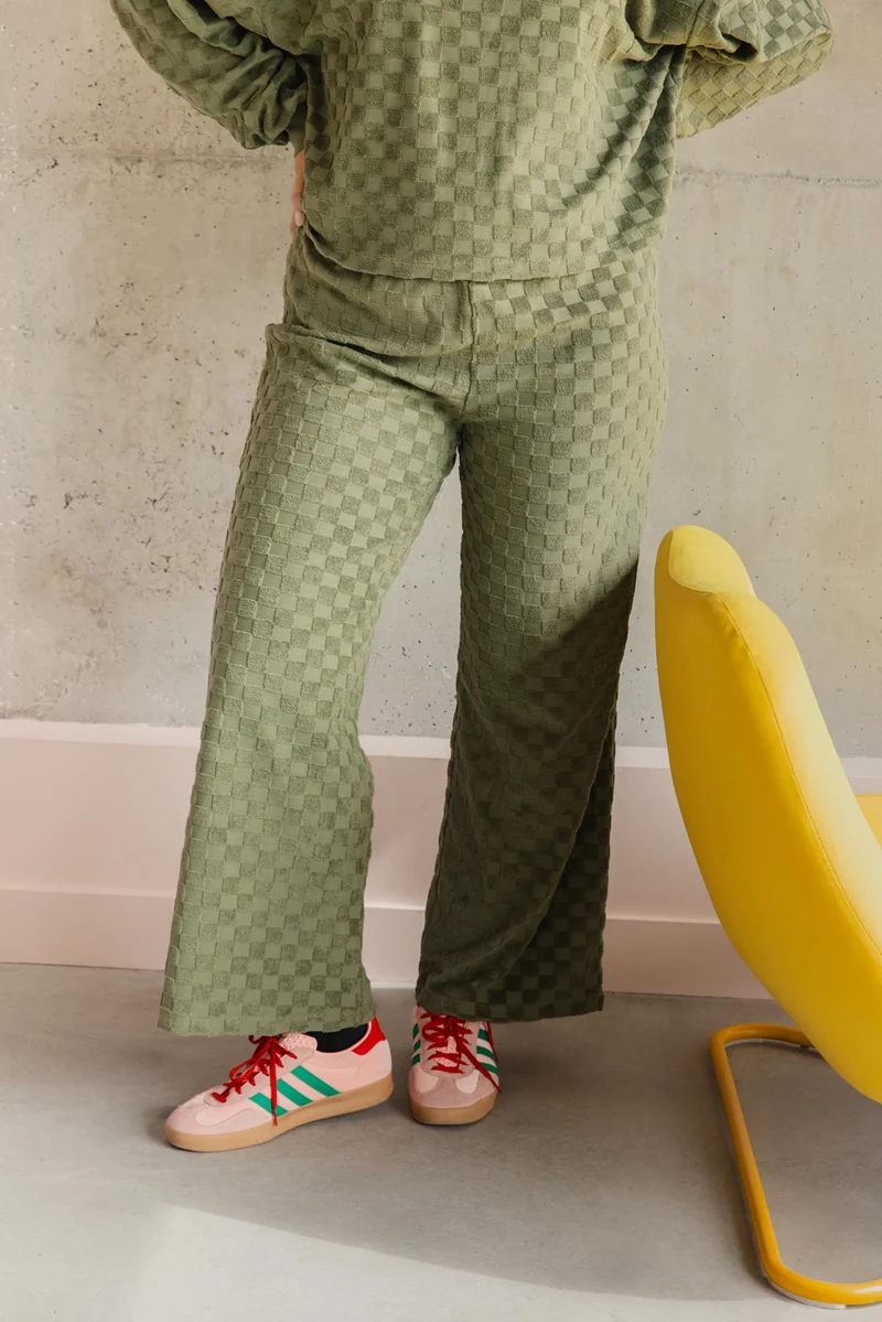 Pantalon Éponge Damier 100% Coton BIO - Kaki