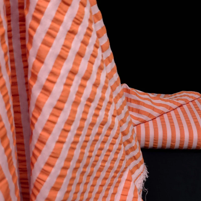 Seersucker 100 % coton | Rayé | Certifié Oeko-Tex