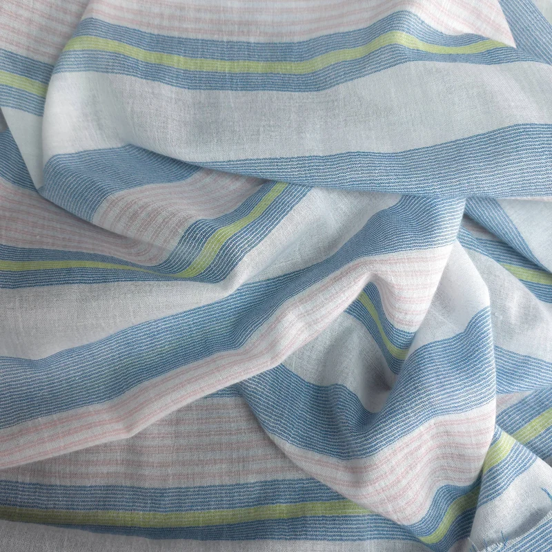Gaze simple de coton tissé teint | Rayures