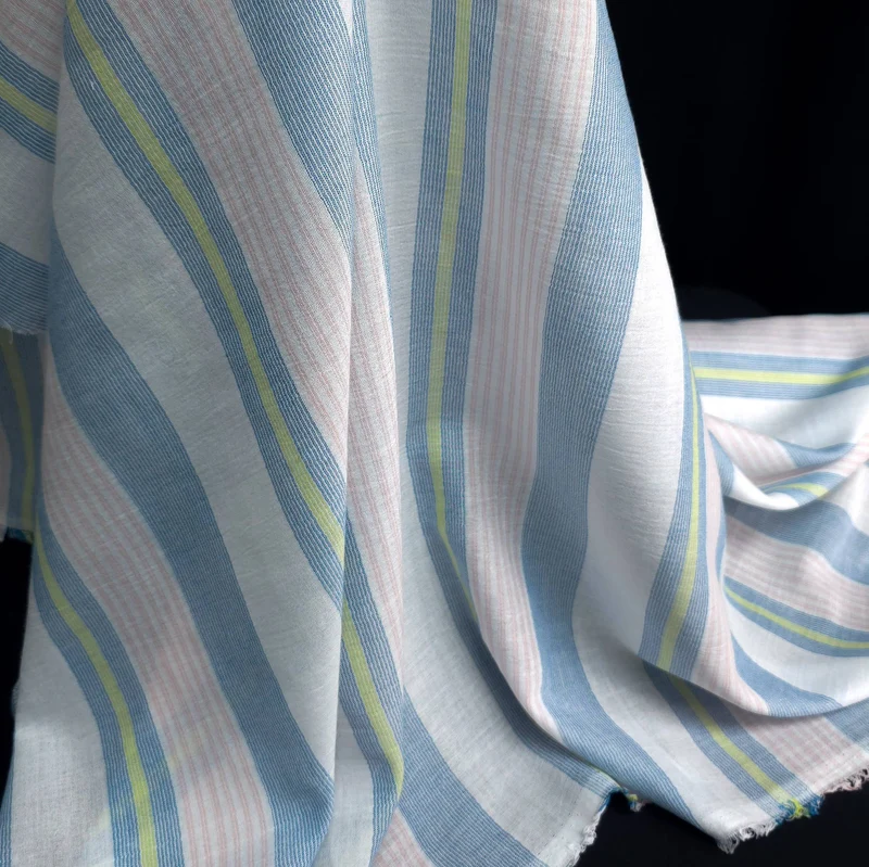 Gaze simple de coton tissé teint | Rayures