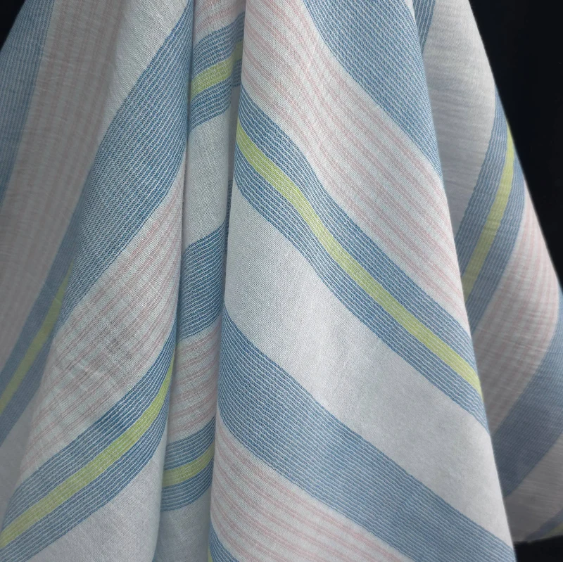 Gaze simple de coton tissé teint | Rayures