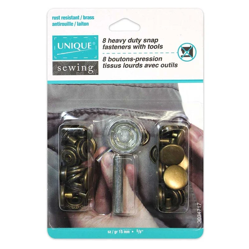 UNIQUE | Kit de boutons-pression robustes avec outil | 15 mm (5⁄8″)