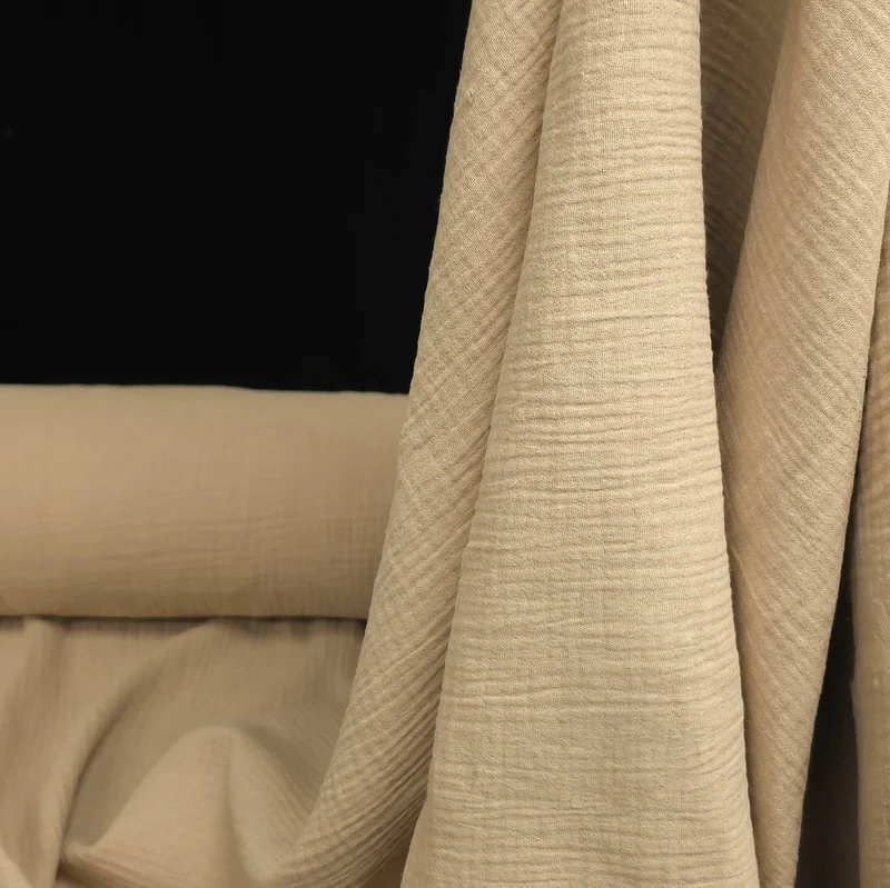 Tissu double gaze – Beige | Mousseline 100 % coton