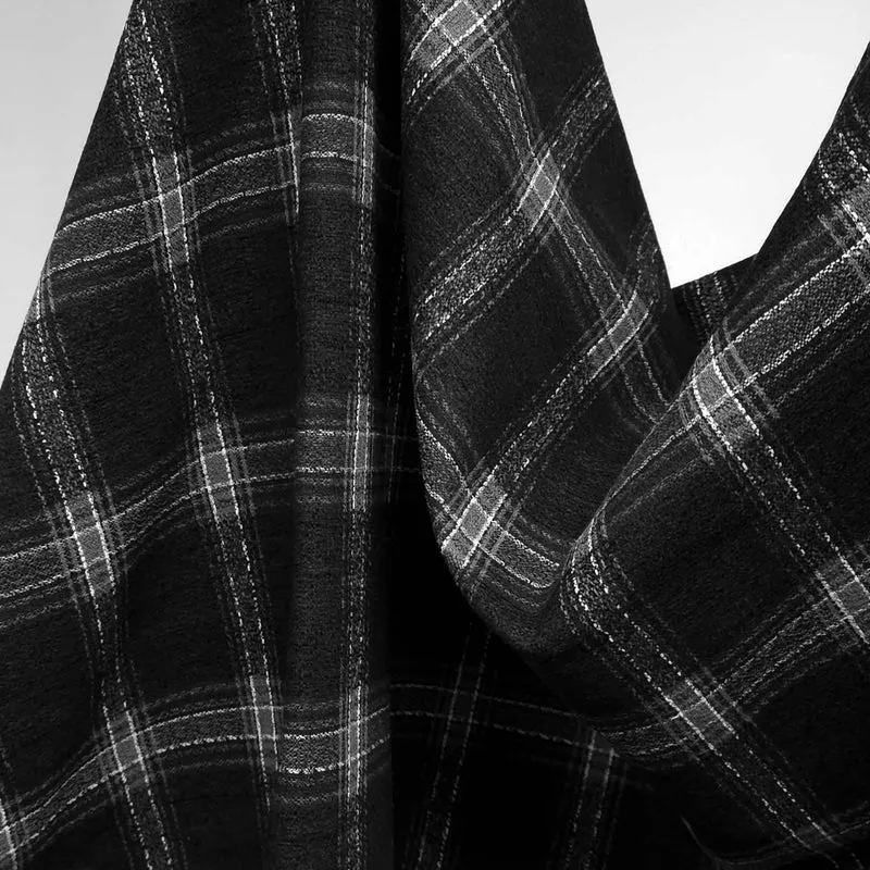 Flanelle de coton haut de gamme | Carreaux Noirs tissés teints