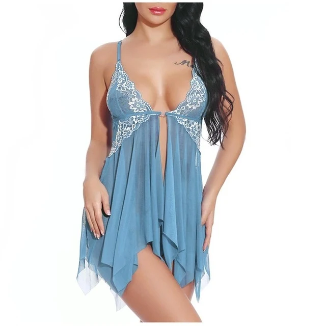 Sexy Lingerie Women Front Closure Babydoll Lace V Neck Mesh Sleepwear Lingerie Women Sleepwear Hot lingerie porno A70