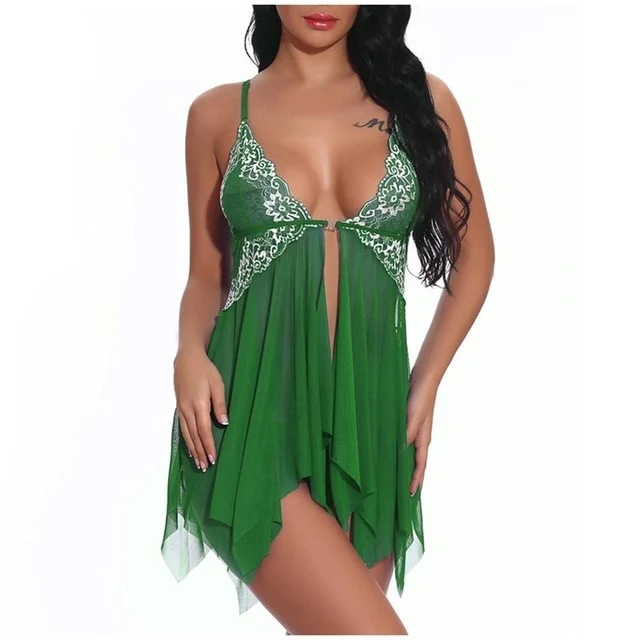 Sexy Lingerie Women Front Closure Babydoll Lace V Neck Mesh Sleepwear Lingerie Women Sleepwear Hot lingerie porno A70