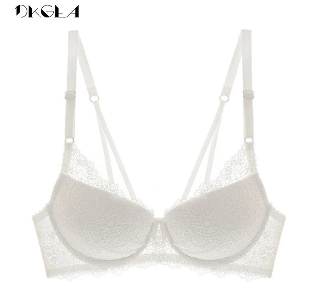 New Super Gather Brassiere A B C Cup Black Underwear Cotton Thick Women Bra Push Up Deep V Sexy Bras Lace Lingerie Embroidery
