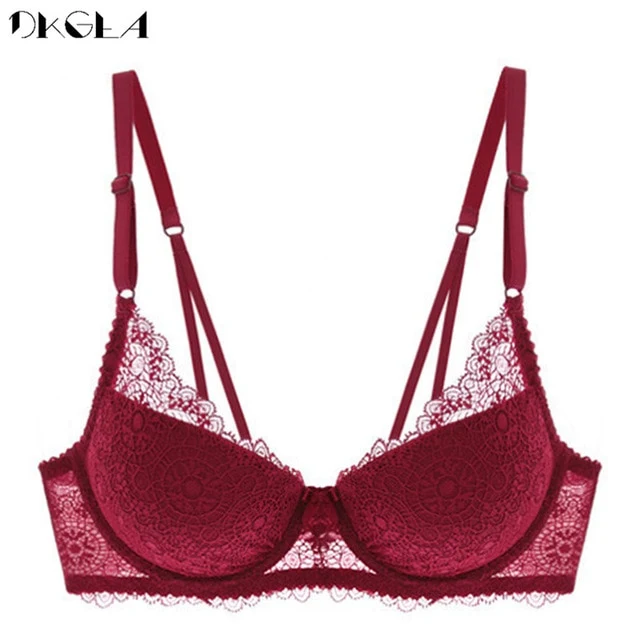 New Super Gather Brassiere A B C Cup Black Underwear Cotton Thick Women Bra Push Up Deep V Sexy Bras Lace Lingerie Embroidery