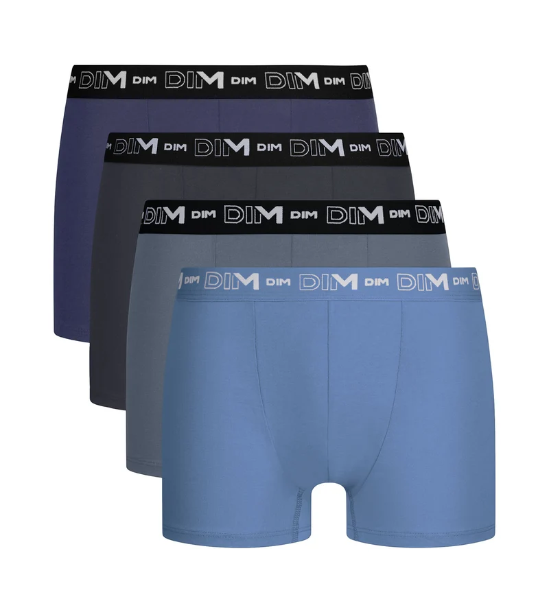 Lot de 4 boxers homme gris, gris foncé, bleu, bleu foncé Coton Stretch