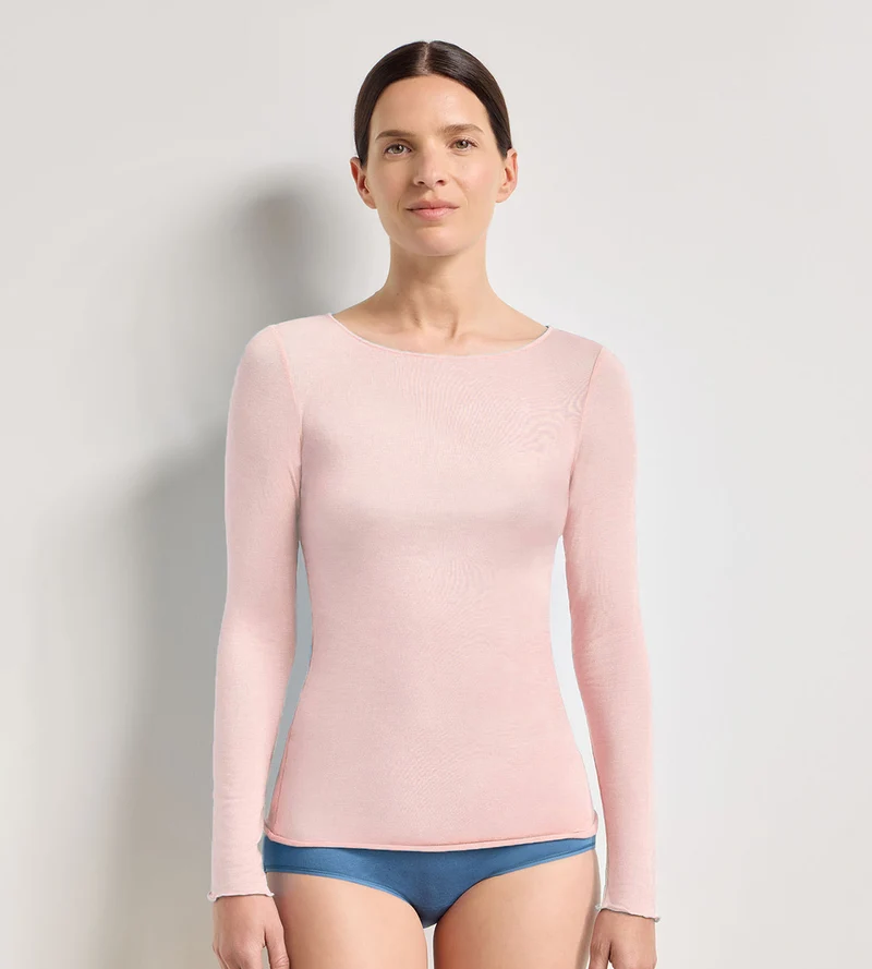 T-shirt col rond rose doux Thermal Light