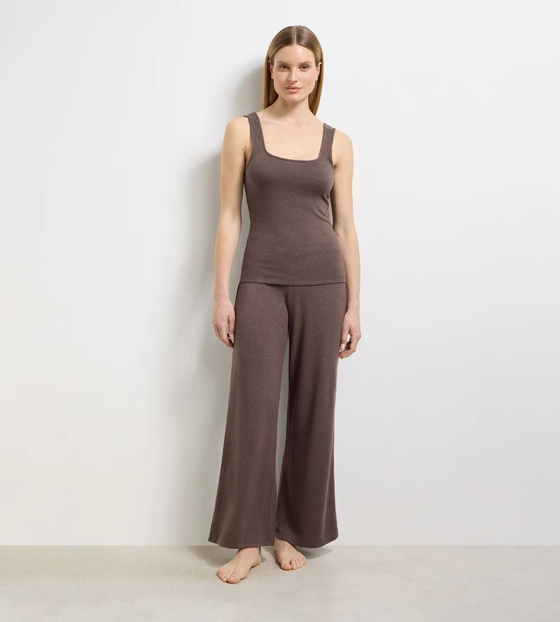 Ensemble pyjama jersey fin marron profond DIM x Ines de la Fressange