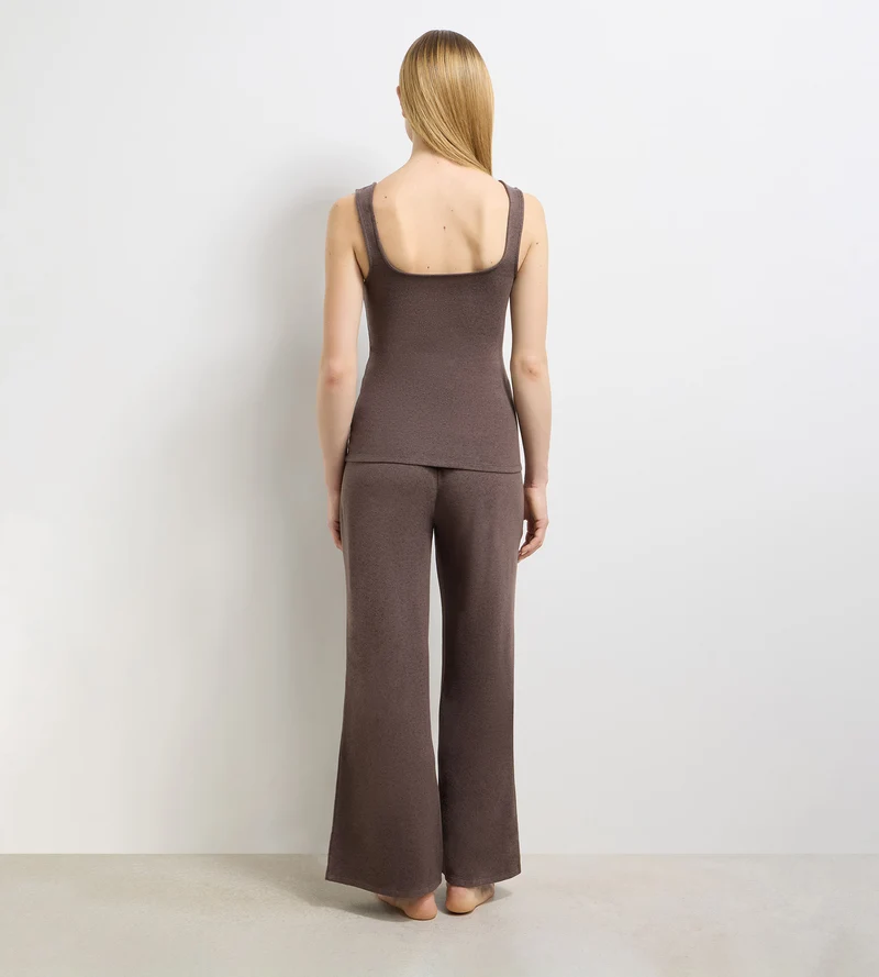 Ensemble pyjama jersey fin marron profond DIM x Ines de la Fressange