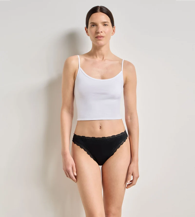 String femme en microfibre et dentelle Noir Dim