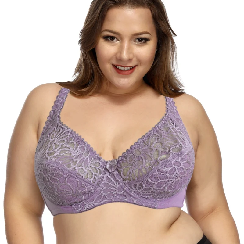 Womens Lager Bosom Perspective Lace Bras Underwired Sexy Lingerie Embroidery Floral Bralette BH Plus Size Brassiere B C D DD E F