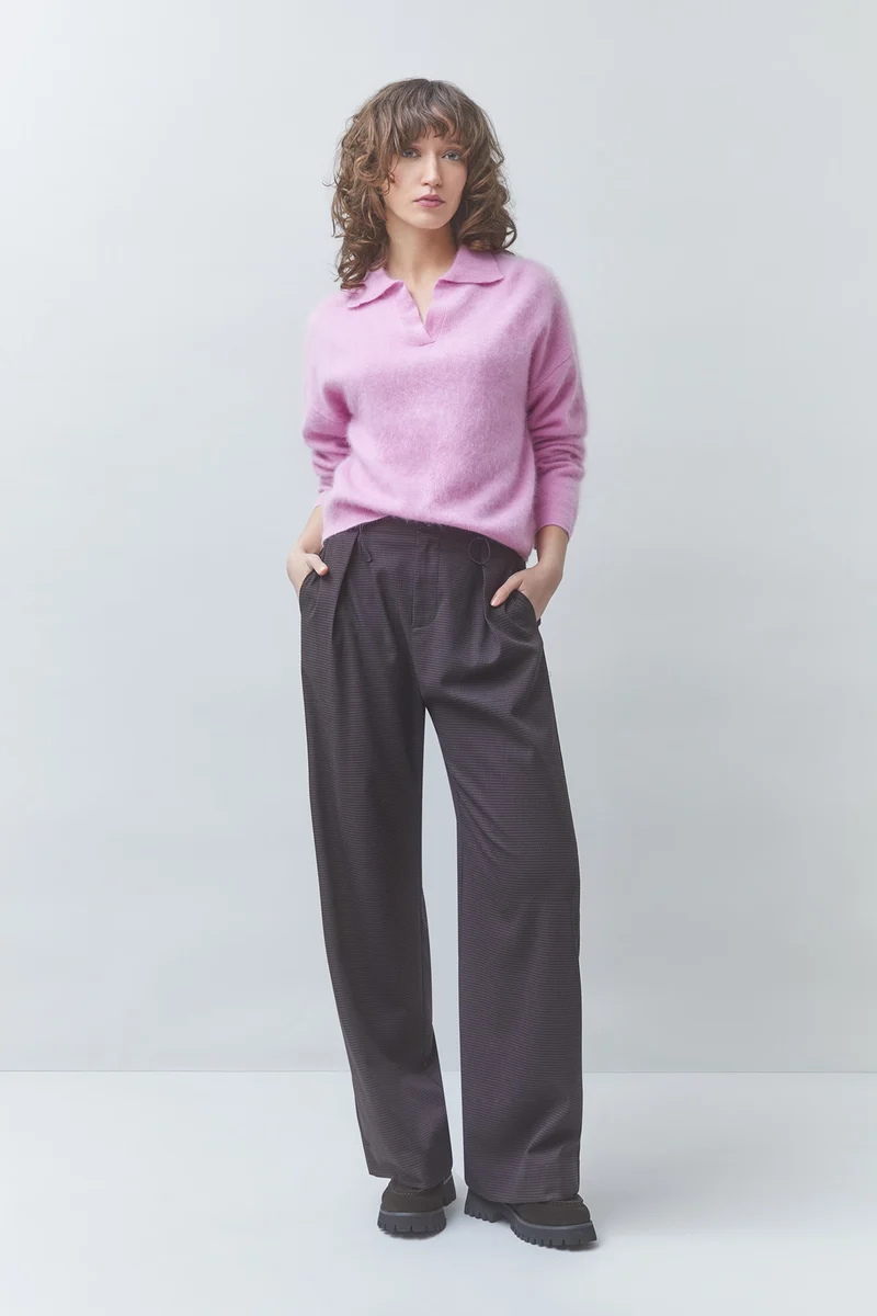 Pull duveteux à col polo ouvert Padoma