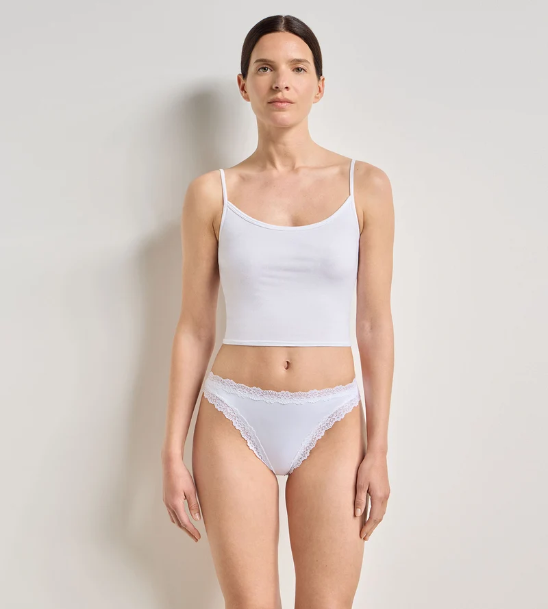 String femme en microfibre et dentelle Blanc Dim