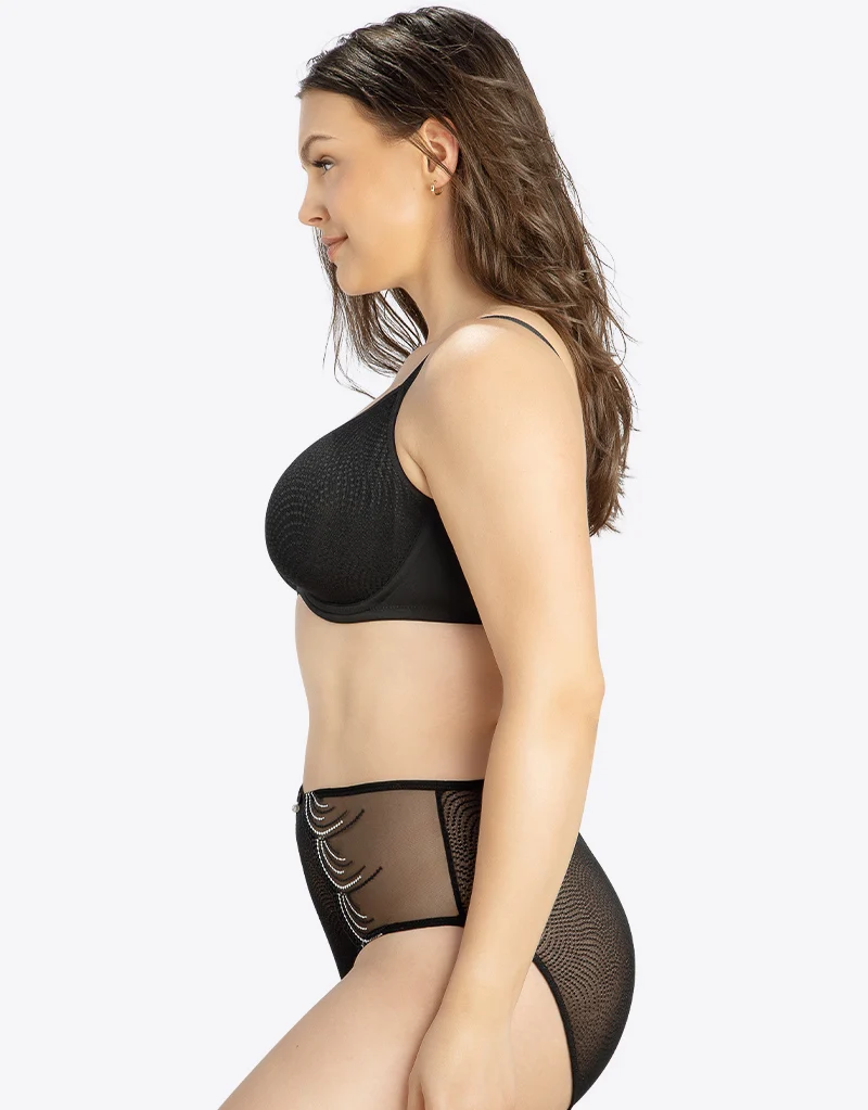 Parfait Pearl Unlined Seamless Minimizer Bra Black