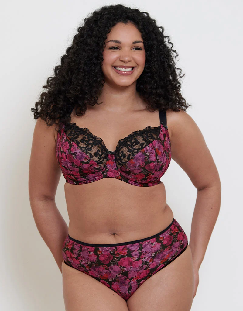 Flirtelle Everyday Full Brief Black Floral Print