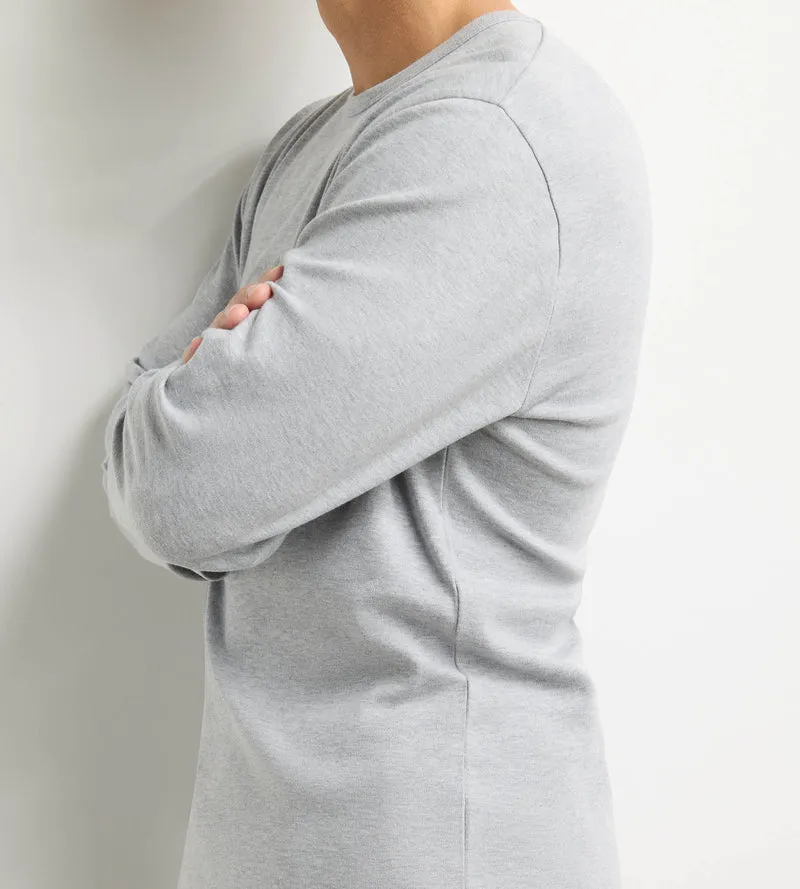T-shirt homme manches longues col rond gris mélange Dim Interlock