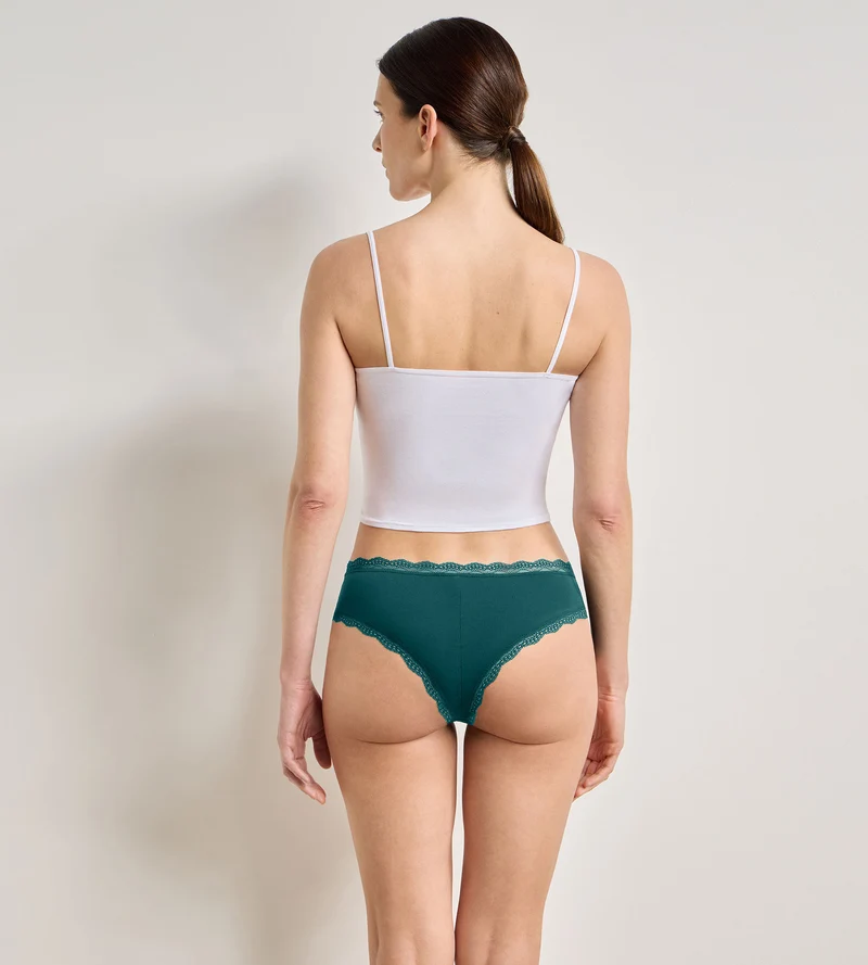 Lot de 2 culottes rose émeraude Daily Coton Dentelle
