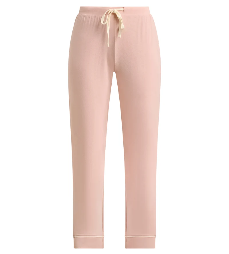 Pantalon droit en viscose élastique rose Soft Blush