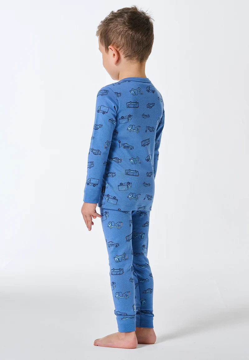 Schlafanzug mit Bündchen Blau gemustert - Kids Nightwear