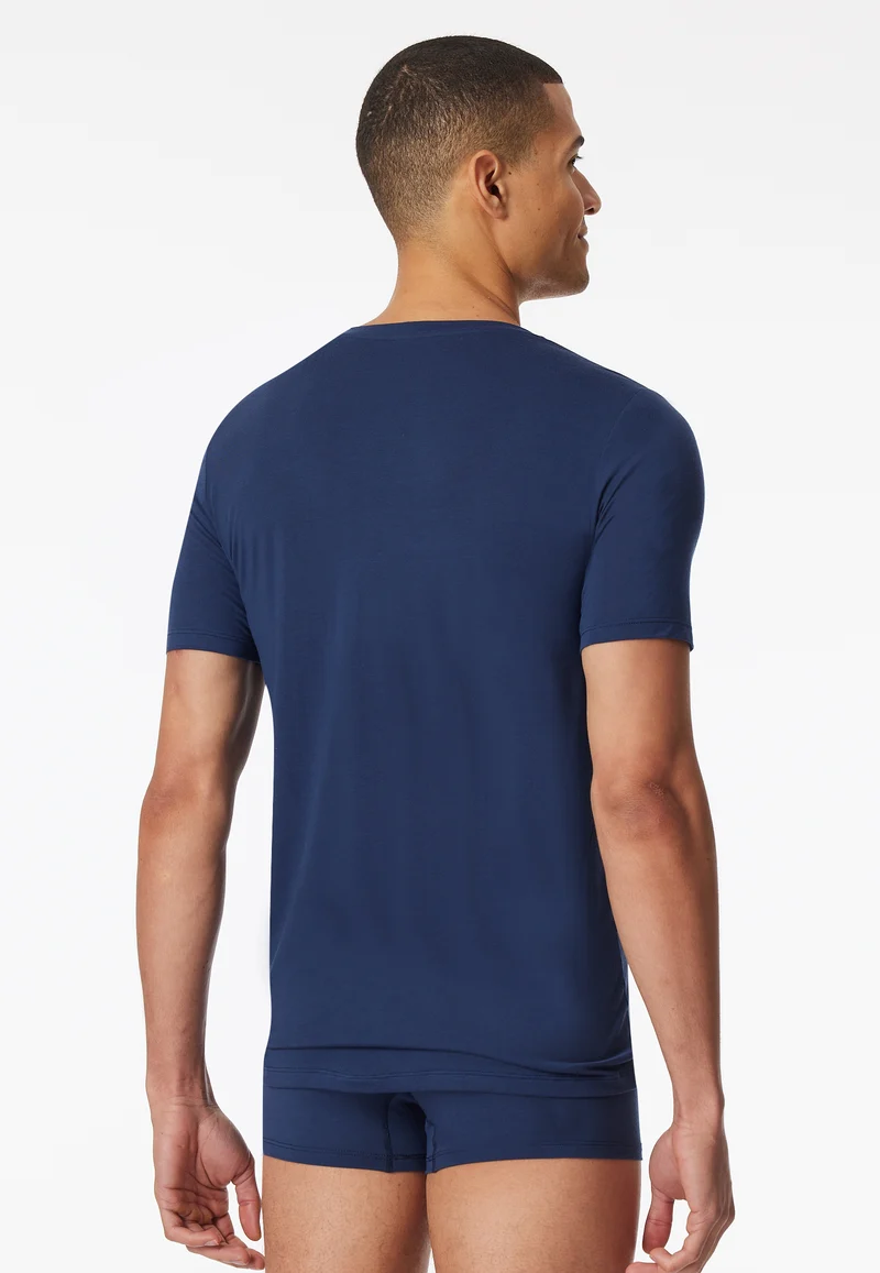 T-Shirt V-Ausschnitt Blau - Premium Modal