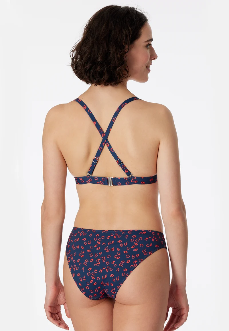 Bikini-Top Blau/Rot gemustert - Aqua